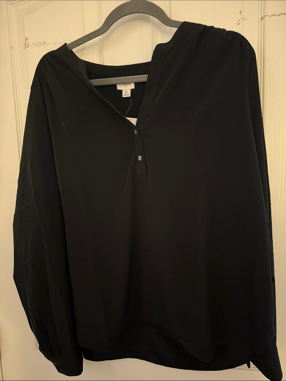 J. Crew Black Button Henley Tunic Top